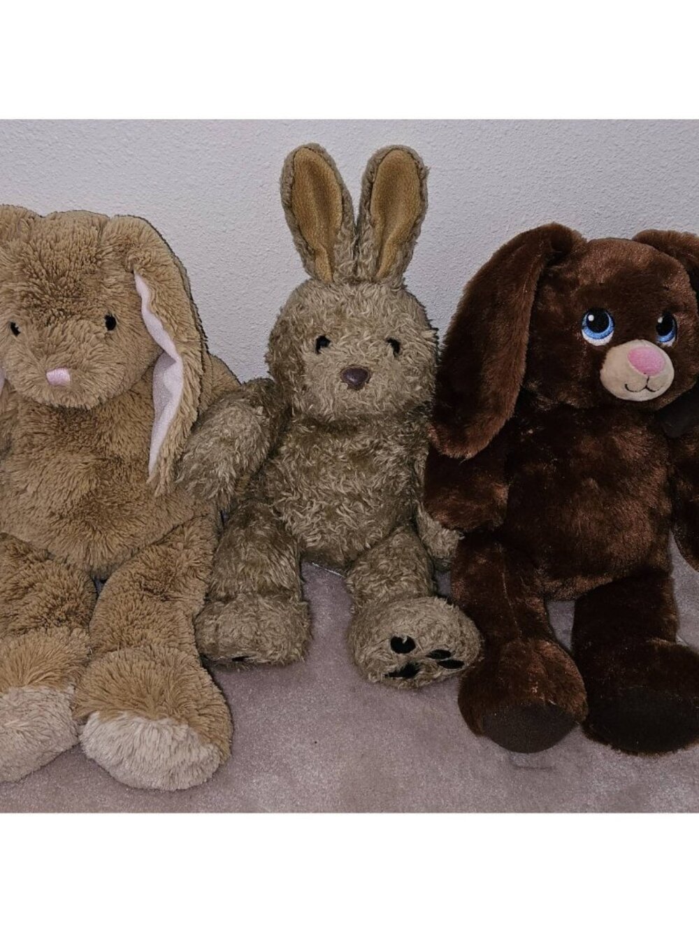 3 BABW Brown Bunny Build A Bear Plush Rabbit Mixed Lot Oatmeal Chocolate Easter